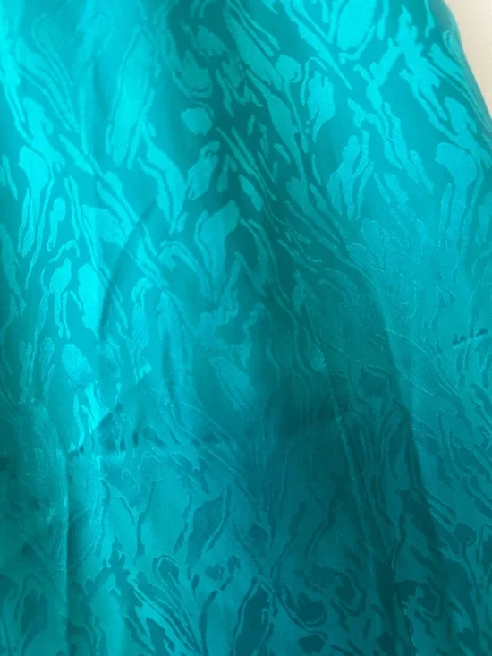 Vintage 100% Silk A-Line Midi Skirt in Teal - Picture 4 of 7